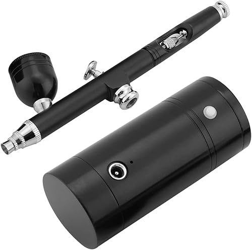 Miniatura 6 de Oumefar Kit de aerógrafo negro de 0.012 in, mini compresor de aire, pistola de pulverización, conjunto de capacidad USB 8.4 V, juego de aerógrafo