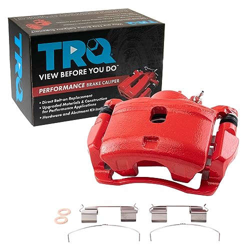 Image of TRQ Front Right Brake Caliper w /Bracket Performance Red Passenger Side