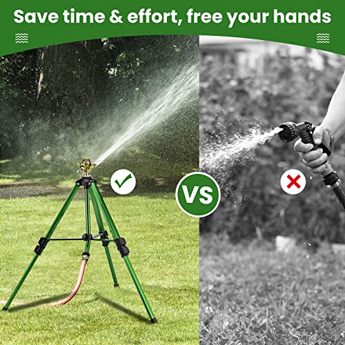 Keten Impact Sprinkler On Tripod Base, 2 Pack Tripod Sprinkler With 300 Degree Large Area Coverage, Extra Tall Heavy Duty Water Sprinkler For Lawn/Yard/Garden #TOP7