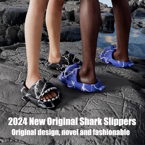 Jfxgjuv Ice Cream Shark Slides, Shark Slides with 3D Funny Fins, Unisex Cloudy Shark Slippers, Eva Open Toe Shower Pool Beach Slippers Sandals Shoes2