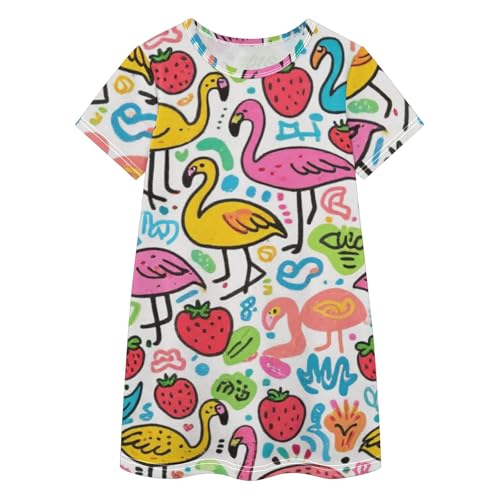 Vestido de algodón para niñas que evita el calor con divertido diseño de flamenco rosa