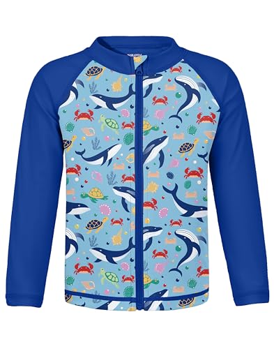 Image of Toddler Boys Swim Shirts Rash Guard Long Sleeve UPF 50+ Sun Protection