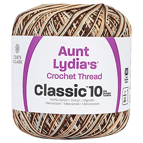 Aunt Lydia Classic Crochet Thread, Shaded Brown, 10