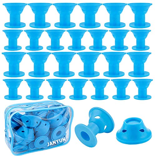 40 Packs Blue Magic Hair Rollers No Clip Silicone Curlers Professional Hair Style