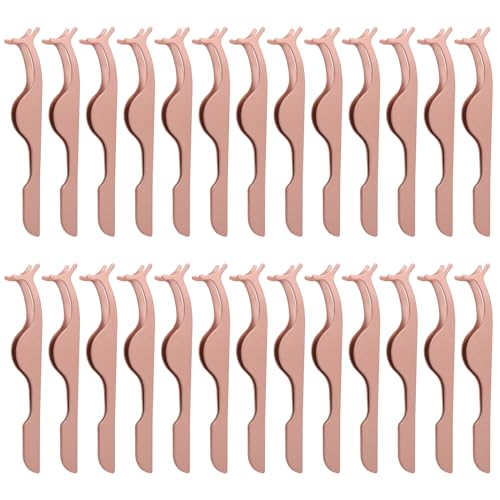 Pince pour application de faux cils FEITA pour éviter la colle sur les doigts or rose