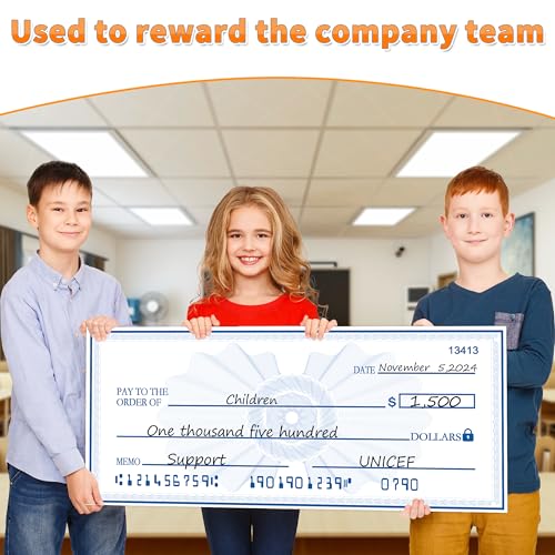 Giant Check | Large Fake Check Award For Presentations, Big Checks For Presentations, Oversized Dry Erase Blank Checks For Presentation - 40 x 16