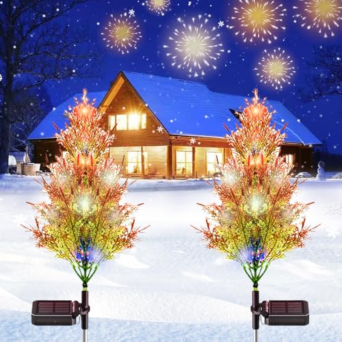 HuaMuDM 2 Stück Solar Weihnachtsbaum Gartenleuchten, Weihnachts Baum...