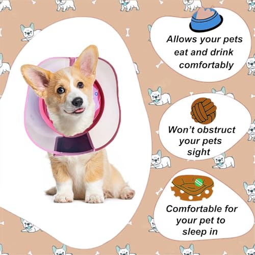 Image of Inflatable Dog Cone Collar for Large Medium Small Dogs to Stop Licking, Soft Dog Cone Alternative Donut Collar After Surgery (Pink, L)