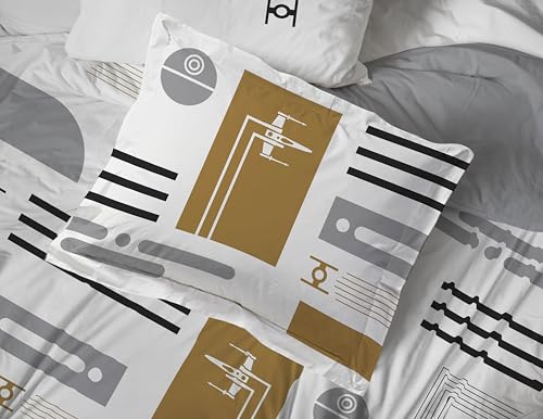 Image of Jay Franco Star Wars Full Comforter Set 7 Piece Soft Modern Bedding, White | Bed in a Bag, Comforter Sheets Shams Pillowcases, Official Product, Soft Microfiber, Machine Washable, Fan Gift