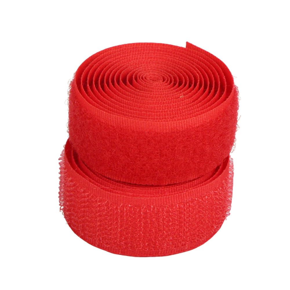 Leliafleury 2cmx2m Sew on Hook and Loop Tape Non-Adhesive Hook and Loop Strip Nylon Strips Fabric Fastener for Clothing Sewing DIY Projects, Red
