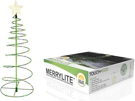 The Original MERRYLITE - Solar Metal LED Christmas Tree Decoration Stake Light - Easy Installation, 2 Feet Tall, Perfect for The Holidays - 1 Pack, Multi-Colored