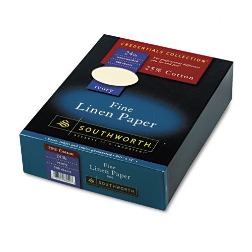Southworth : Credentials Collection Fine Linen Paper, Ivory, 24lb, Letter, 500 per Box -:- Sold as 2 Packs of - 1 - / - Total of 2 Each