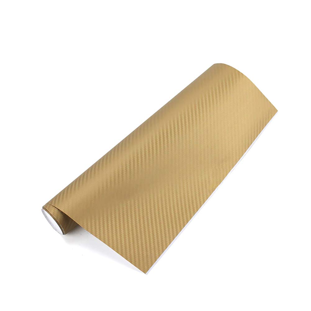 Folia winylowa imitująca włókno węglowe, Auto folia winylowa 3D z włókna węglowego, wielokolorowa, w wielu rozmiarach(Gold,30Cm*100Cm)