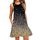 Womens Short Summer Casual Dress Sun Mini Tank Short Dresses Spaghetti Strap Sleeveless Sundress Yellow