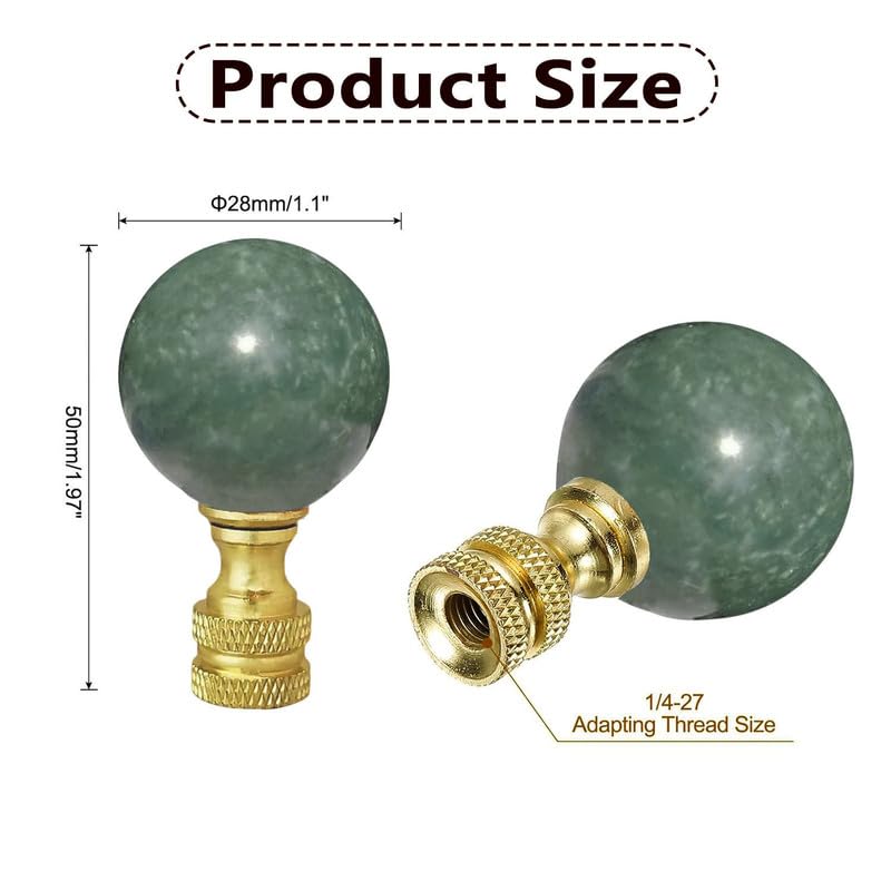 Image of 2 Pack Lamp Finials Green Jade Crystal Ball, Lamp Finials Decorative for Table Lamps, Floor Lamps, Lamp knob Replacement