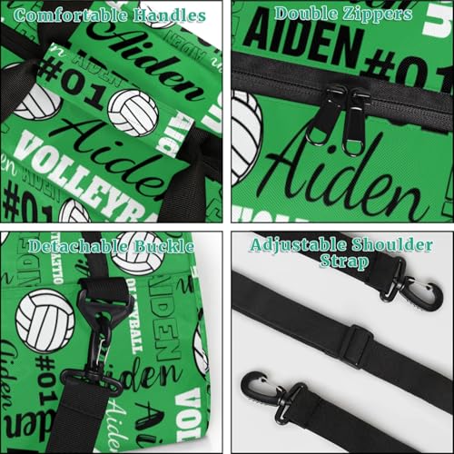 Personalized Name Volleyball Duffle Bags Custom Number Sport Ball Sports Gym Bag Weekender Overnight Training Bag, Green4