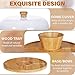 Timboops Home Bamboo Cake Stand with Lid, 6-in-1 Multifunctional Cake Plate, Cake Holder, Serving Tray, Fruit Platter, Salad Bowl, Dessert Table Display & Acrylic Cake Dome Cover