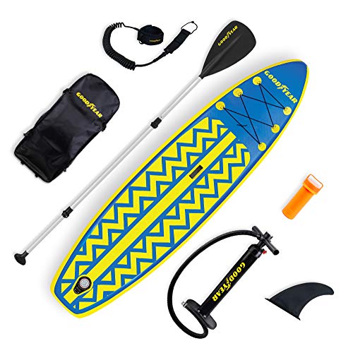 Goodyear Adventure All-Season 10' 6" Stand Up Paddle Board With Backpack, Air Pump, Adjustable Floating Paddle, Coiled Leash, Fin & Repair Kit #TOP6