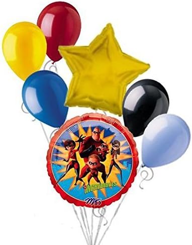 7 pc The Incredibles Balloon Bouquet Happy Birthday Party Decoration Disney Pixar