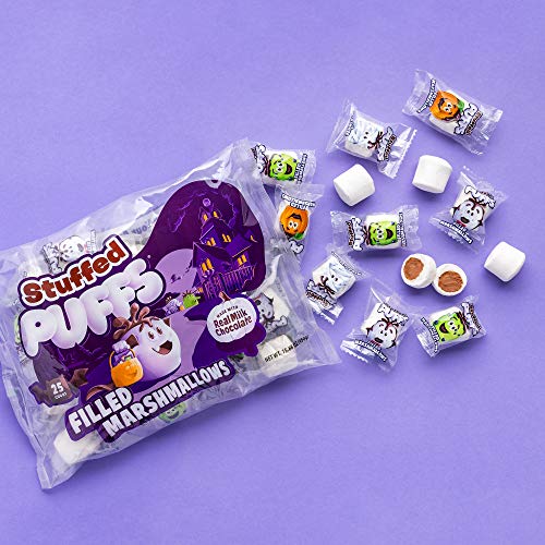 Stuffed Puffs - Halloween Treat Pack, 50 Individually Wrapped Chocolate Filled Marshmallows, Perfect for Trick or Treating, Perfect for S\'mores, 2 bags (25 per bag) (15.88oz each)