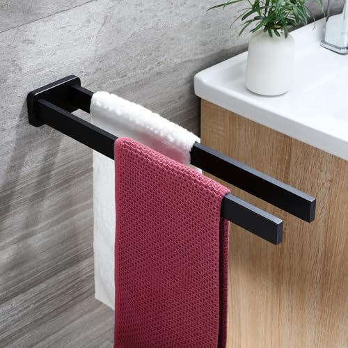 ZUNTO Toalleros De Pared, Acero Inoxidable 304 Cepillado Toalleros De Baño, Colgador Toalla Baño Barra Doble para Toallas De 40 cm para Baño Y Cocina,Negro