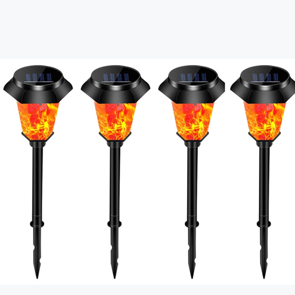 Solar Flammenlicht 4 Stück, IP65 Wasserdicht Gartenleuchten LED Solar Fackel Solarlampe Landschaftsbeleuchtung Solarleuchten Garten Außen Hängend Solarlampen, für außen Garten Balkon Hof Terrasse,C