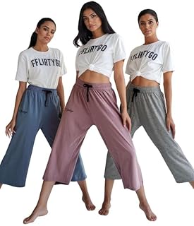 fflirtygo Women's Cotton Plain Calf Length Capri | Nightwear Capri | 3/4th Solid Pyjama Pant | Casual wear & Lounge Wear Capri Combo (Pack of 3)-picture-26