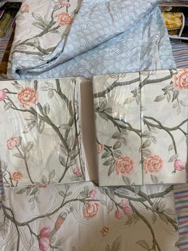 Image of TITOS 100% Pure Cotton 4Pcs Bedding Set, 1 King Size Comforter, 1 King Size Bedsheet, 2 Pillow Covers