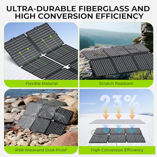 Image of Portable Solar Generator, 300W Portable Power Station with Foldable 60W Solar Panel, 110V Pure Sine Wave 296Wh 80000mAh Lithium Battery Pack for Home Use RV Van Outdoor Camping-Panel included