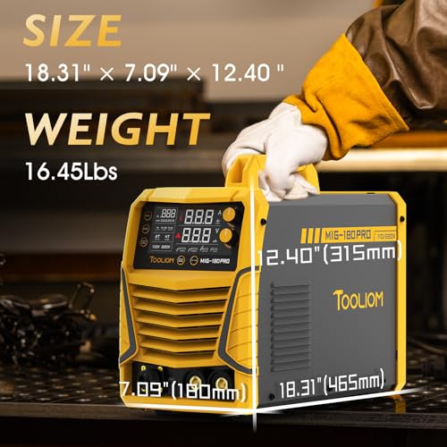 Image of TOOLIOM 180A 110 /220V 4-in-1 MIG Welder Kit with Lift TIG torch | 4-in-1 gas MIG /flux MIG /stick /Lift TIG welder, smart synergic setup, comes wire and gloves