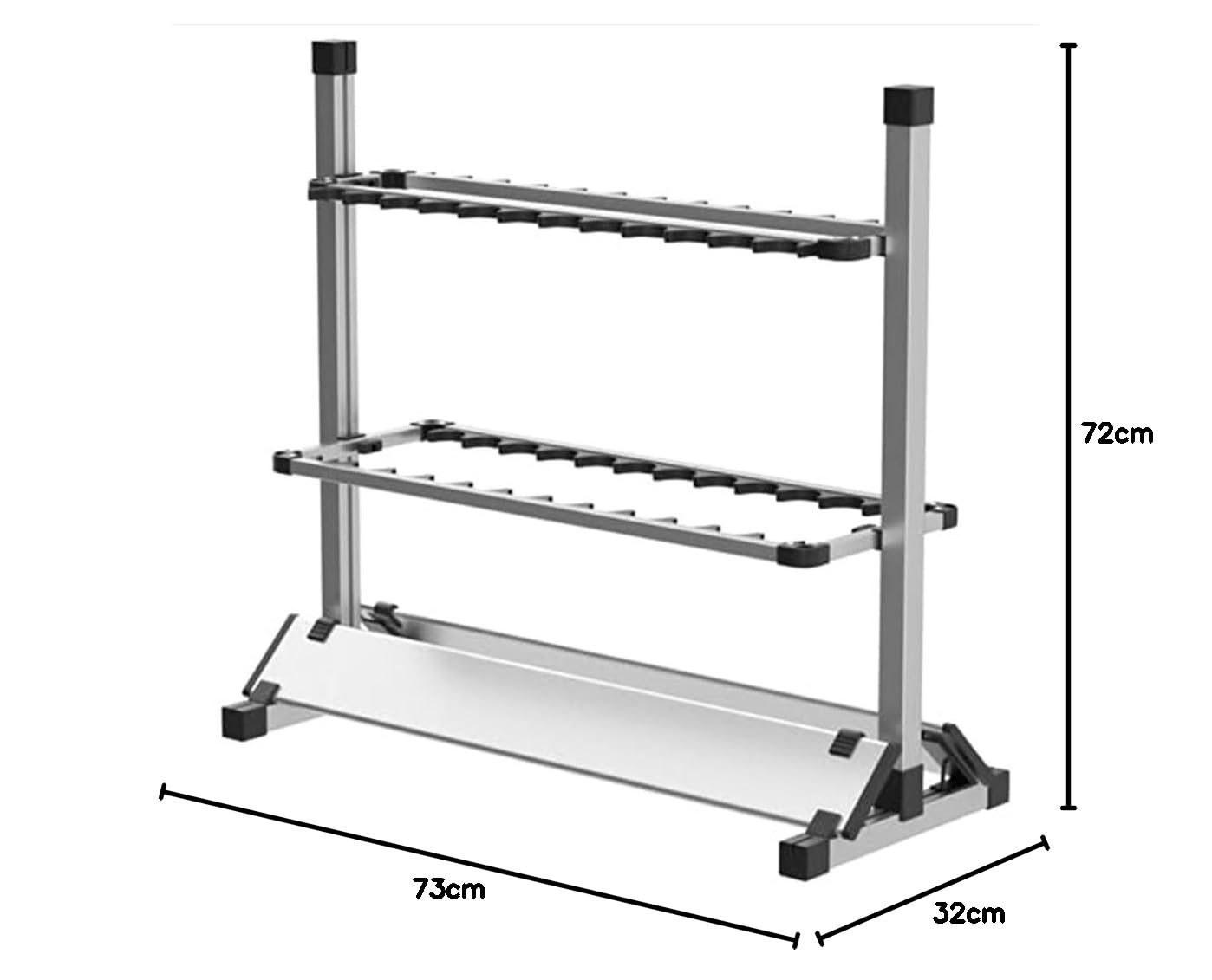 Portacanne da Pesca per 24 Canna, Supporto Regolabile in Alluminio Leggero 73x32x72 cm, Rack Portatile per Canna Spinning e Attrezzatura da Pesca, per Garage, Barca e Casa (Argento)