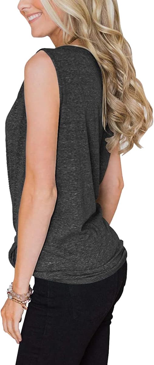 Barlver Women Tie Knot Button Down Shirts Summer Henley Tank Tops Casual Sleeveless Blouse Cotton Tunics Tops - Image 3