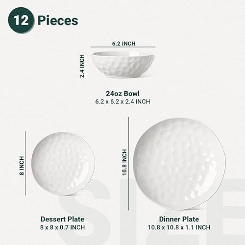 Miniatura 2 de Juego de platos y cuencos, juego de vajilla de 16 piezas, juego de vajilla de porcelana con platos, platos, cuencos y tazas de 450 cc, juego de