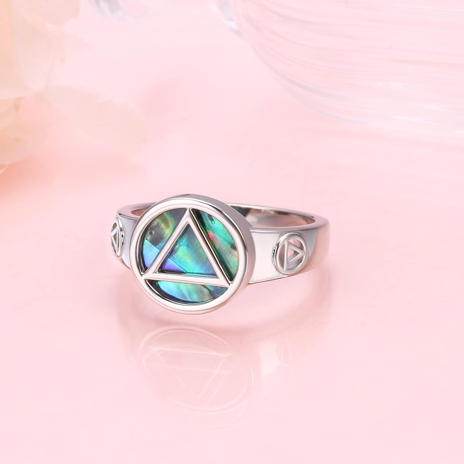 Yearace Alcoholics Anonymous Gifts 925 Sterling Silver AA Symbol Alcoholics Anonymous Jewelry Set Ring/Necklace/Bracelet/Anklet/Earrings for Women Men - Image 3