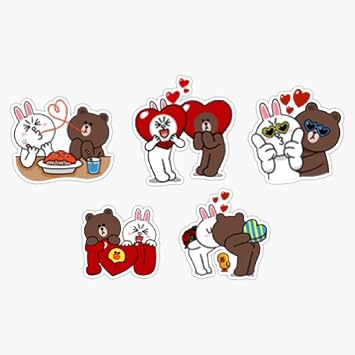 SMJ Designs Brown Cony Valentine Sticker Set Vinyl Waterproof Sticker Decal Car Laptop Wall Window Bumper Sticker 5"