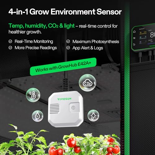 VIVOSUN 4-in-1 Sensor, Temperature and Humidity Monitoring with CO2 and Light Detection, CO2 Data VPD Tracking for Indoor Growing, High Accuracy, Compatible with GrowHub E42A+ — view 3