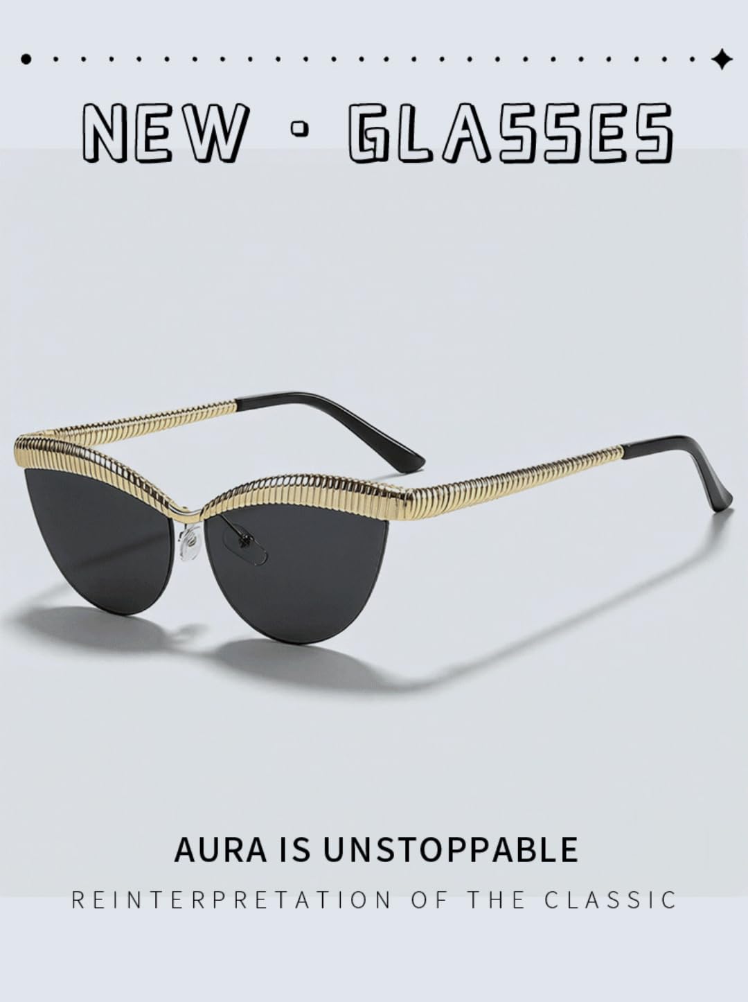 Gafas de sol unisex con borde de metal y ojo de gato, UV400 para conducir y