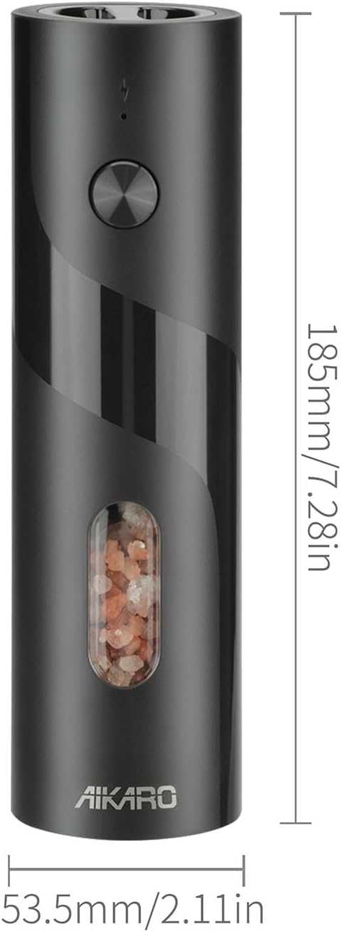AIKARO - Electric Salt and Pepper Mill Automatic Spice Grinder, Battery Operated