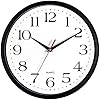 Bernhard Products Black Wall Clock Silent Non Ticking, 12 Inch Quality Quartz Battery Operated Round Easy to Read Home/Office/Kitchen/Classroom/School Clock Sweep Movement