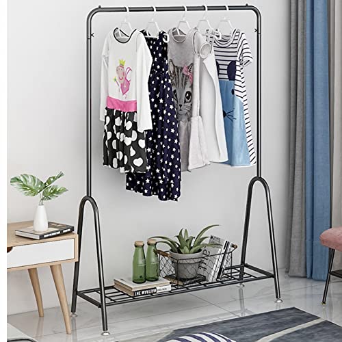 Portant à vêtements simple en métal robuste avec étagères de rangement noires - 3