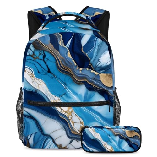 Sac à dos et trousse d'école marbre pour ranger tous les cahiers