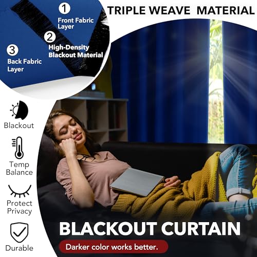 Deconovo Thermal Insulated Extra Wide Blackout Curtains 90x54 Inch Drop Energy Saving Noise Reducing Eyelet Curtains for Bedroom 1 Pair - Image 3