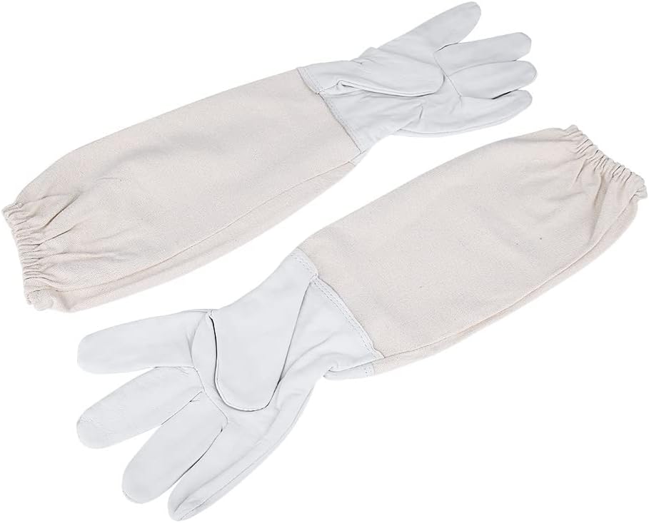 Hyuduo Beekeeping Gloves, Sheepskin Leather with Long Sleeves, Comfortable and Protective Gear for Hobby Beekeepers and Professionals