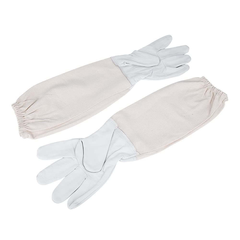 Hyuduo Beekeeping Gloves, Sheepskin Leather with Long Sleeves, Comfortable and Protective Gear for Hobby Beekeepers and Professionals