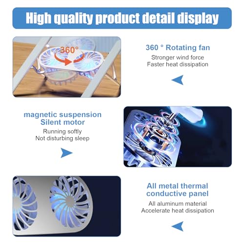 Laptop Cooling Base, Foldable Laptop Stand, Laptop Cooling System Stand with 2 Silent Fan, Adjustable Height, LED Lights, for 10 – 15.6 Inch Laptops - Image 3