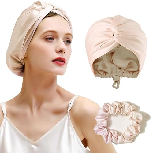 Generisch Seidenhaube Champagner Verstellbare Schlafhaube für Frauen