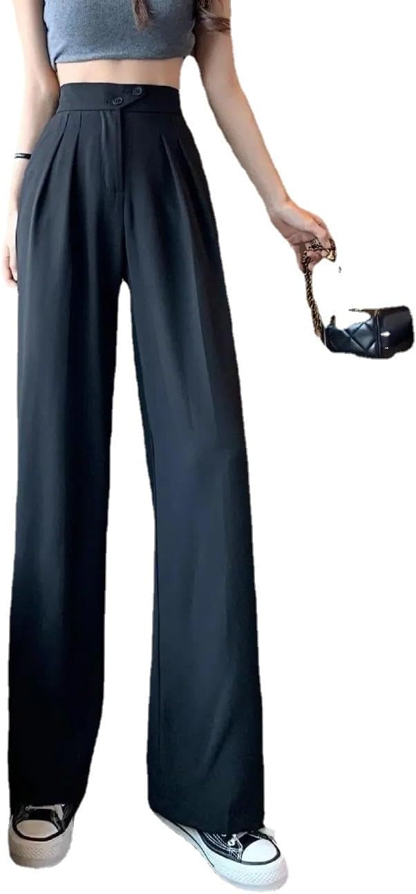 Womens Long Pants, Wide Pants, Straight Suit Pants, Loose, High Waist, Casual, Slimming, Beautiful Legs, Fall Feel, Trousers, Commuting to Work, Office, OL Outings, Spring, Summer