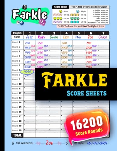 Farkle Score Sheets: Large Print Score Pads For Scorekeeping (Farckle Scorebook)