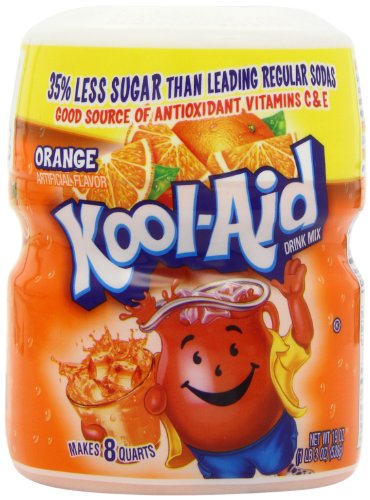 Image of Kool-Aid Drink Mix, Sugar Sweetened Orange, 19-Ounce Container (Pack of 4)