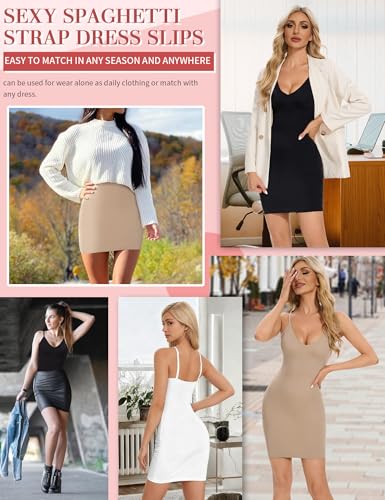 SLIMBELLE Shapewear Slips For Under Dress Deep V Neck Adjustable Strap Tummy Control Full Slip Seamless Shaper For Women White XL — view 5